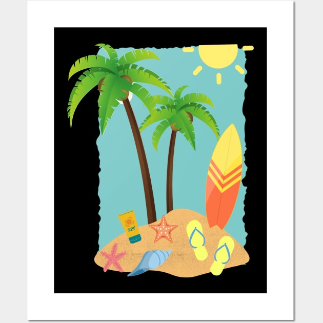 Beach summertime Adventure Explore the world travel lover palm tree sun Wall Art by BoogieCreates